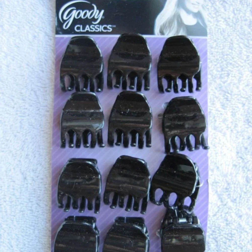 12 Goody Classics Darla Small Claw Clips Hair Jaw Plastic Black Tort Brown Clear